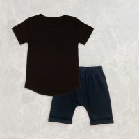 Baby Blanks Kids Tee & Short Set Black & Black